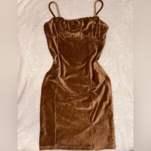 Mini Brown Velvet Dress